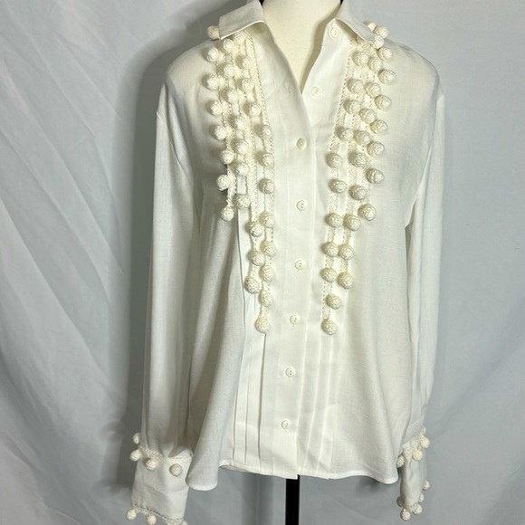Alexis White Blouse with Pom Pom Details - Picture 6 of 10